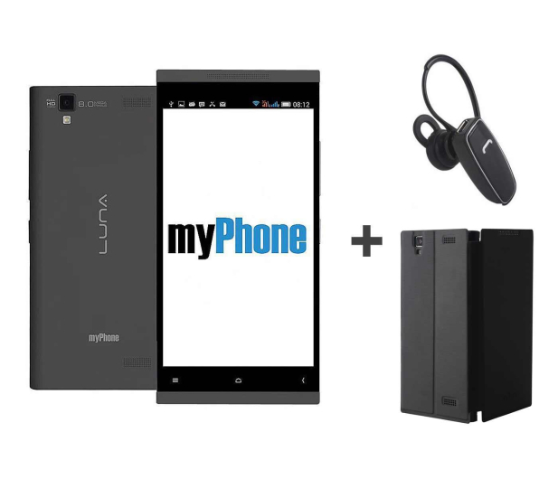 myPhone LUNA Dual SIM czarny + etui + słuchawka BT + 1GB - 223314 - zdjęcie